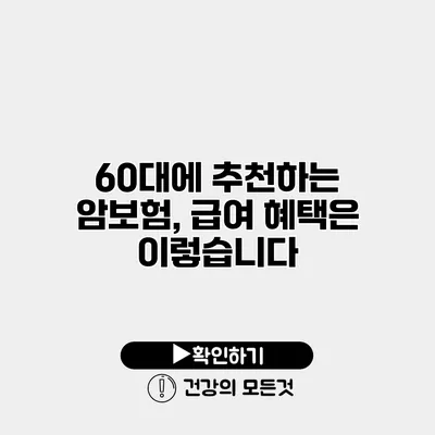 60대에 추천하는 암보험, 급여 혜택은 이렇습니다