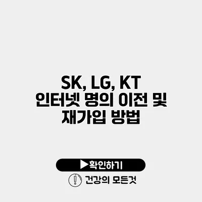SK, LG, KT 인터넷 명의 이전 및 재가입 방법