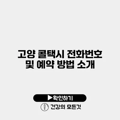 고양 콜택시 전화번호 및 예약 방법 소개