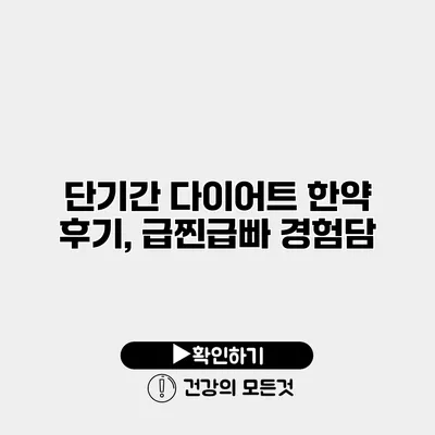 단기간 다이어트 한약 후기, 급찐급빠 경험담