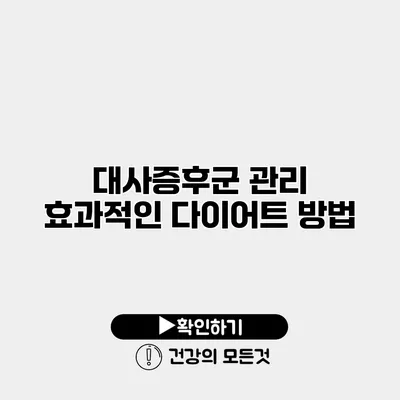 대사증후군 관리 효과적인 다이어트 방법