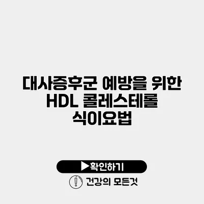 대사증후군 예방을 위한 HDL 콜레스테롤 식이요법