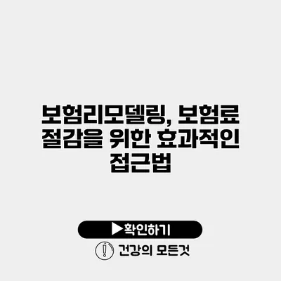 보험리모델링, 보험료 절감을 위한 효과적인 접근법