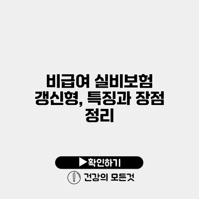 비급여 실비보험 갱신형, 특징과 장점 정리