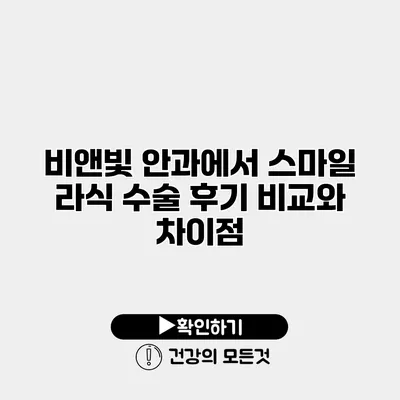 비앤빛 안과에서 스마일 라식 수술 후기 비교와 차이점