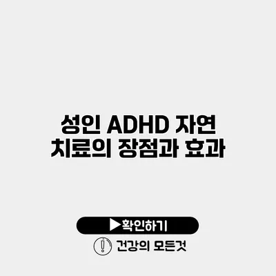 성인 ADHD 자연 치료의 장점과 효과