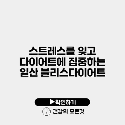 스트레스를 잊고 다이어트에 집중하는 일산 블리스다이어트