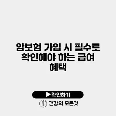 암보험 가입 시 필수로 확인해야 하는 급여 혜택