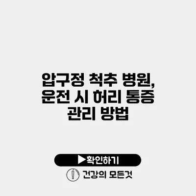 압구정 척추 병원, 운전 시 허리 통증 관리 방법