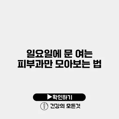 일요일에 문 여는 피부과만 모아보는 법