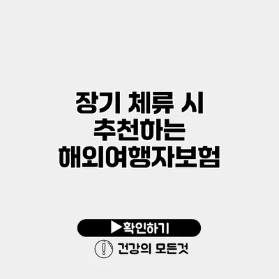 장기 체류 시 추천하는 해외여행자보험