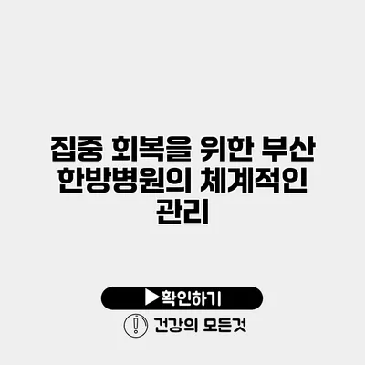 집중 회복을 위한 부산 한방병원의 체계적인 관리