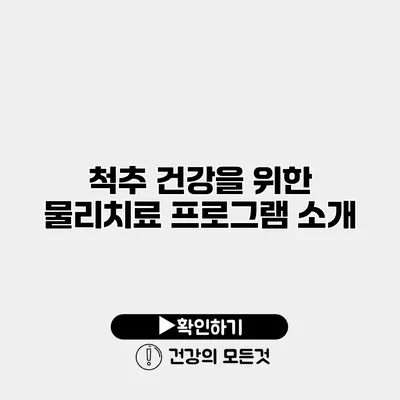 척추 건강을 위한 물리치료 프로그램 소개