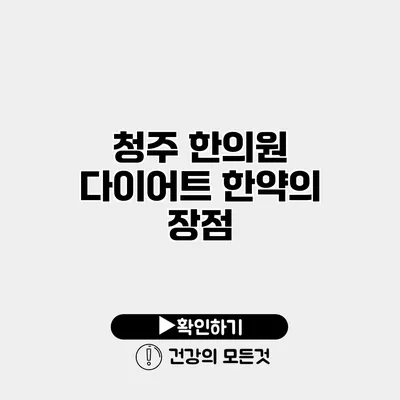 청주 한의원 다이어트 한약의 장점