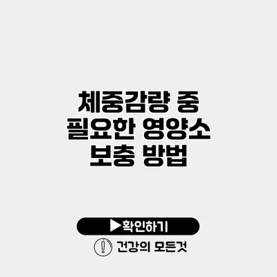 체중감량 중 필요한 영양소 보충 방법