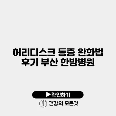 허리디스크 통증 완화법 후기 부산 한방병원