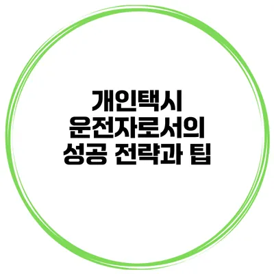 개인택시 운전자로서의 성공 전략과 팁