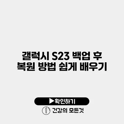 갤럭시 S23 백업 후 복원 방법 쉽게 배우기