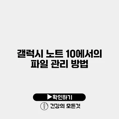 갤럭시 노트 10에서의 파일 관리 방법