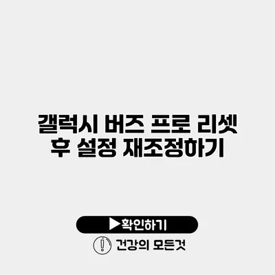 갤럭시 버즈 프로 리셋 후 설정 재조정하기