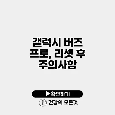 갤럭시 버즈 프로, 리셋 후 주의사항