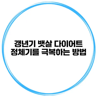 갱년기 뱃살 다이어트 정체기를 극복하는 방법