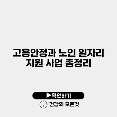 고용안정과 노인 일자리 지원 사업 총정리