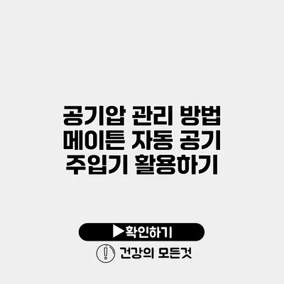 공기압 관리 방법 메이튼 자동 공기 주입기 활용하기