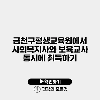 금천구평생교육원에서 사회복지사와 보육교사 동시에 취득하기