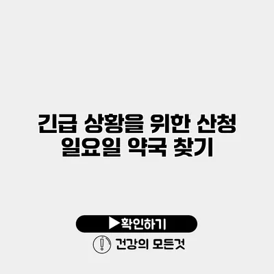 긴급 상황을 위한 산청 일요일 약국 찾기