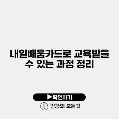 내일배움카드로 교육받을 수 있는 과정 정리