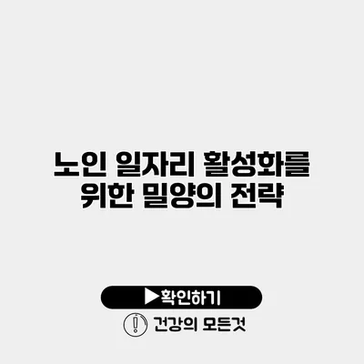 노인 일자리 활성화를 위한 밀양의 전략