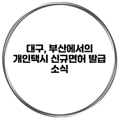 대구, 부산에서의 개인택시 신규면허 발급 소식