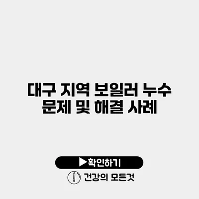 대구 지역 보일러 누수 문제 및 해결 사례
