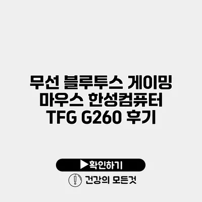 무선 블루투스 게이밍 마우스 한성컴퓨터 TFG G260 후기