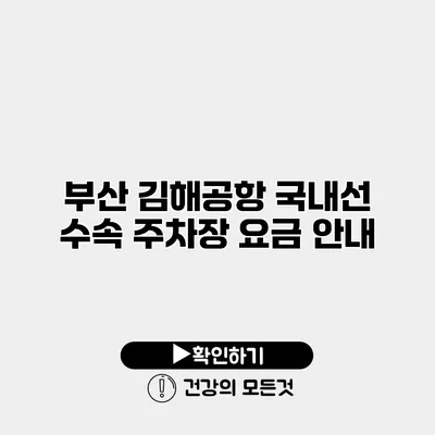 부산 김해공항 국내선 수속 주차장 요금 안내