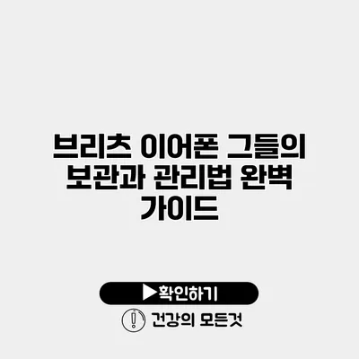 브리츠 이어폰 그들의 보관과 관리법 완벽 가이드