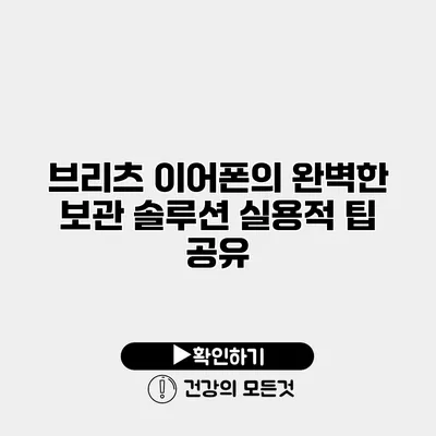 브리츠 이어폰의 완벽한 보관 솔루션 실용적 팁 공유