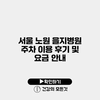 서울 노원 을지병원 주차 이용 후기 및 요금 안내
