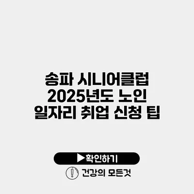 송파 시니어클럽 2025년도 노인 일자리 취업 신청 팁