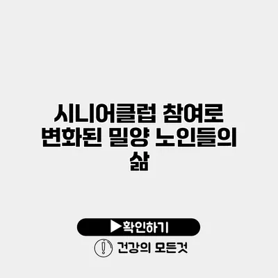시니어클럽 참여로 변화된 밀양 노인들의 삶