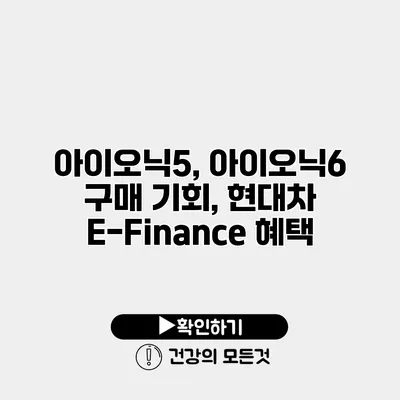 아이오닉5, 아이오닉6 구매 기회, 현대차 E-Finance 혜택