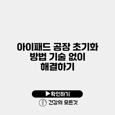 아이패드 공장 초기화 방법 기술 없이 해결하기