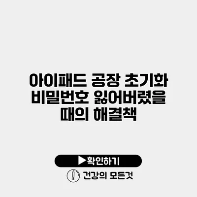아이패드 공장 초기화 비밀번호 잃어버렸을 때의 해결책