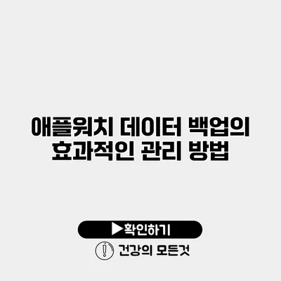 애플워치 데이터 백업의 효과적인 관리 방법