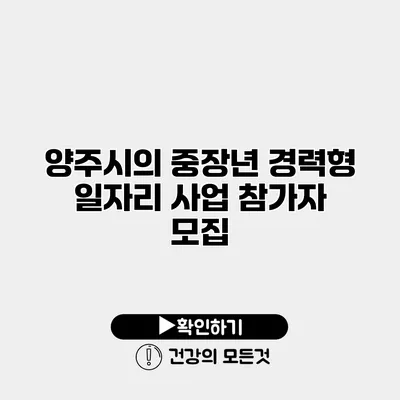 양주시의 중장년 경력형 일자리 사업 참가자 모집