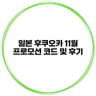 일본 후쿠오카 11월 프로모션 코드 및 후기