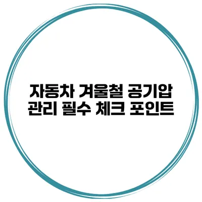 자동차 겨울철 공기압 관리: 필수 체크 포인트