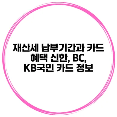 재산세 납부기간과 카드 혜택 신한, BC, KB국민 카드 정보