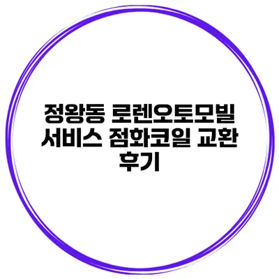 정왕동 로렌오토모빌 서비스 점화코일 교환 후기